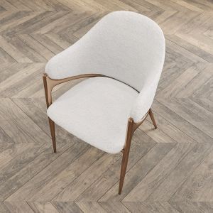 Gold White Upholstered Dining Chair with Stainless Steel Legs