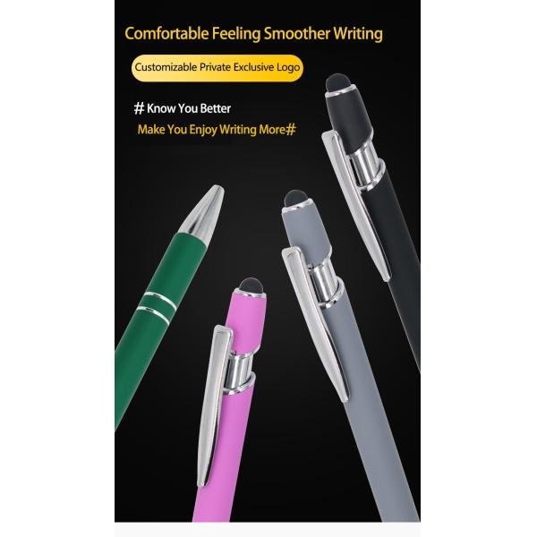 Classical Touchscreen Metal Press Ballpoint Pen Click Stylus Tip Aluminium Ball Pen