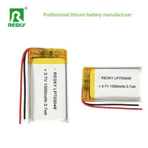 Quality Power Lipo Battery RESKY LP703048 3.7v 1000mAh 3.7Wh Rechargeable Lithium Polymer Batteries for sale