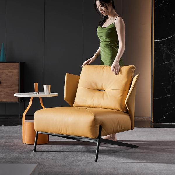 Coffee Shop Brown Leather Leisure Chairs With Black Legs