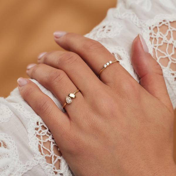 9K Gold Ring With Silver Diamond Engagement Ring For Women