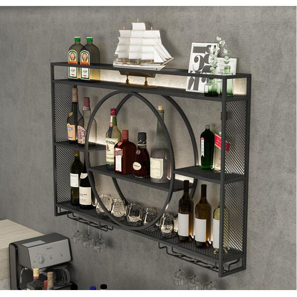 Rustproof Golden 140cm Length Metal Wine Rack Wall Mounting