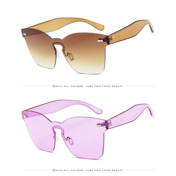 UV400 Rimless Square Frame One Piece Lens Band Packaging Women Hot Sale Sunglasses