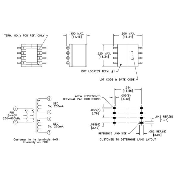 SMPS Flyback Transformer for Industrial Programmable Logic Controllers 750342156