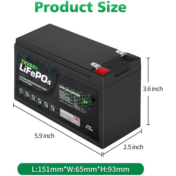 8AH 12 Volt Rechargeable Lithium Ion Battery Deep Cycle NCM BMS