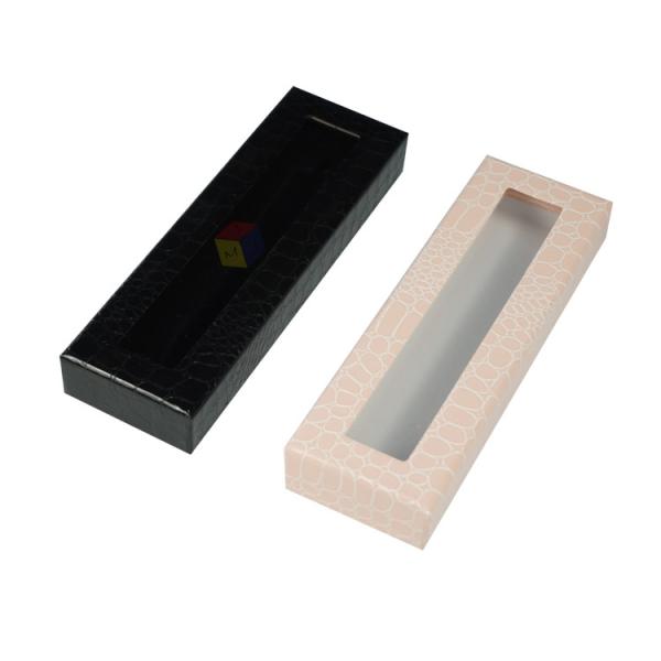 Luxury Custom Black Rigid Cardboard Paper Gift Pens Box Packaging With Flock Blister Tray