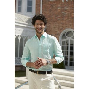 Water Green Long Dress Business Linen Men'S Pajamas