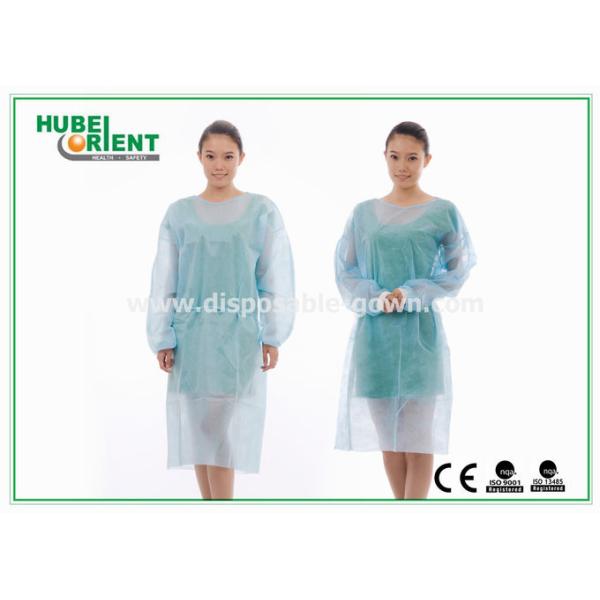 Non Irritating PP PE Disposable Medical Isolation Gown With Elastic Wrist