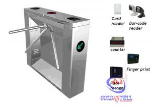Quality Esd tripod turnstile barrier with qr barcode and fingerprint scanner and RFID reader for sale