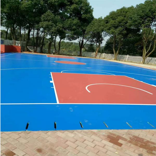 Green / Blue Outdoor Basketball Surface Material , 3mm Sports Flooring Tiles