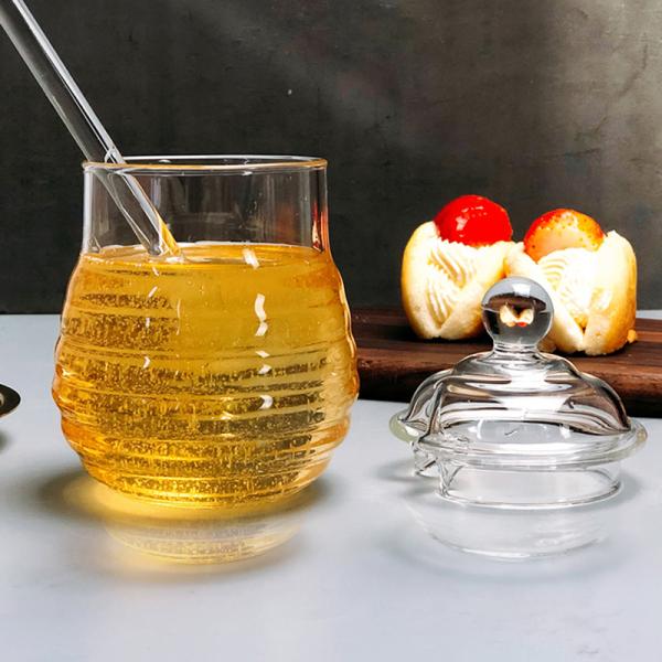 Borosilicate Glass Honey Jar With Dripper Heat Resistant Eco Friendly