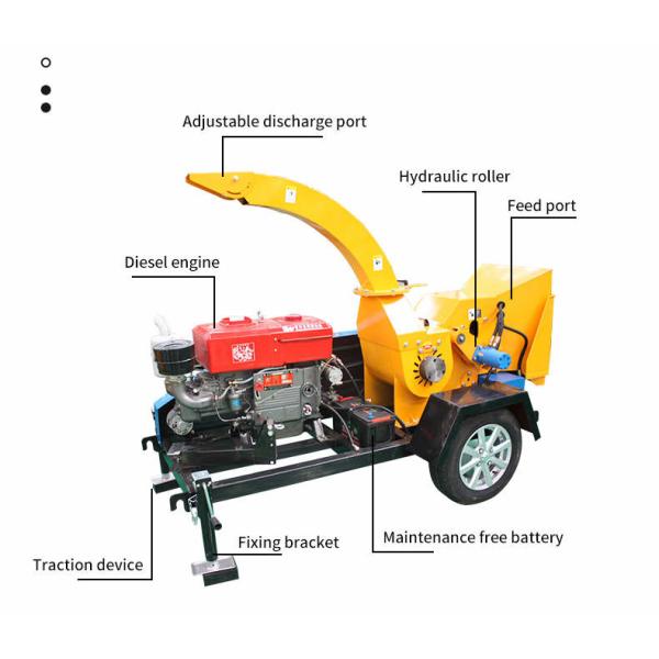 Tree Branch Timber Wood Crusher Chipping Machine Mobile Diesel