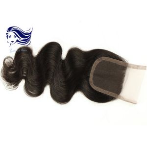 Quality Bleached Swiss Lace Top Closure / Human Hair Lace Closures Natural Black for sale