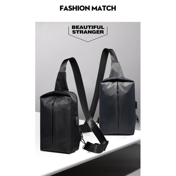Water Resistant Polyester Lining Anti Theft Chest Sling Bags With USB 5L