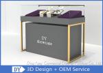 Wood Base Gray Lacquer Jewelry Store Showcases With Logo Customized In Front Of