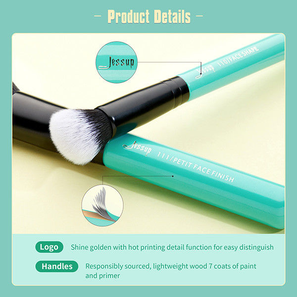 Antimicrobial Fiber Jessup 9pcs Turquoise Makeup Brushes