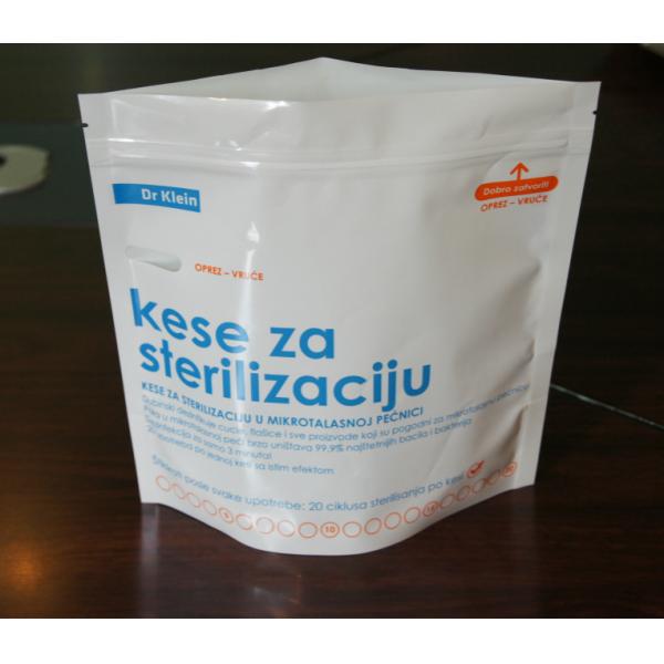 Food Grade Laminated Plastic Microwave Steriliser Bags Stand Up With Zipper