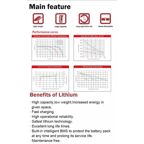 BMS 166mm Solar Lithium Ion Battery Lifepo4 12v 36ah Excellent Discharge Capacity