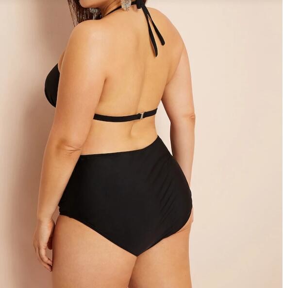 2019 Swimwear Plus Triangle Wrap Halter Top With Ruched High Waist Bikini VNSF012 for USA