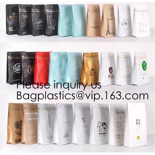 Coffee bean bag air valve kraft paper octagonal sealing aluminum foil self-supporting k bag custom coffee packagin