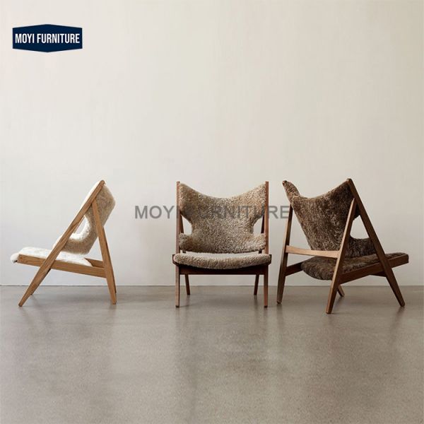 Living Room Chair Plush Wool Upholstered Accent Chair Comfortable Modern Seating for Lounge Bedrooms