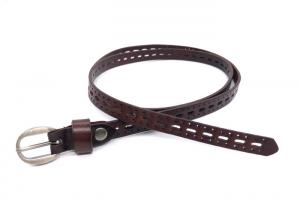 China 1.5cm Width Brown Leather Belt For Girls With Pin Buckle Breathable on sale
