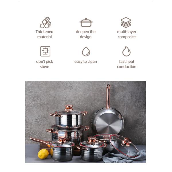 High Quality 12 PCS Stainless Steel Sets Pan And Pot Cooking Pot Sets Nonstick Cookware Set For Kitchen