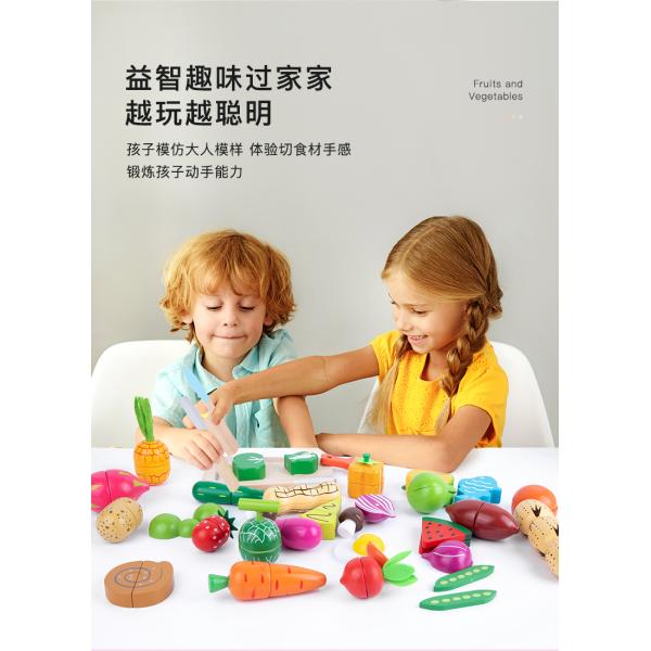 Household Simulation Fruit Wooden Toys Barreled Vegetables Cut Educational