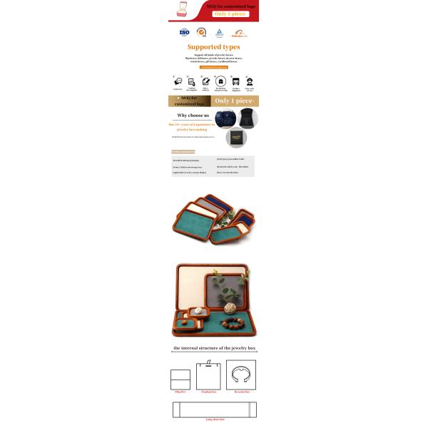 Multi Color Lining Solid Wood Jewelry Display Tray For Ring Bracelet Pendant Exhibition