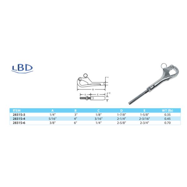 Heavy Industry Upgrade Stainless Steel AISI316 Quick Release Pelican Hook with Swage End