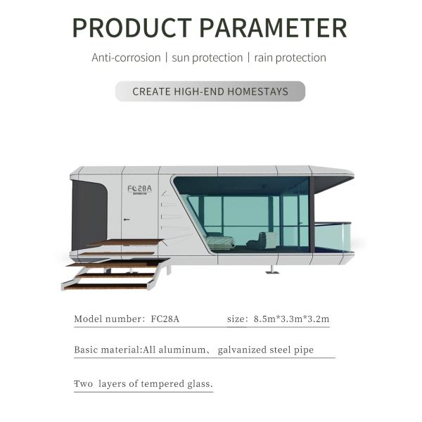 Expandable Galvanized Steel Frame Prefab Capsule House Office For Hotel 10T