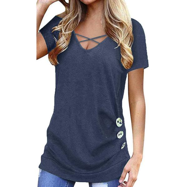 Summer Sexy Womens Short Sleeve Top in White/Black for Comfortable Daily Wear