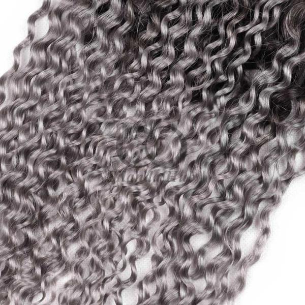 #T1B/Grey Kinky Curly Remy Human Hair Bundles Sew In Weave Bundles Brazilian Bundle Deals