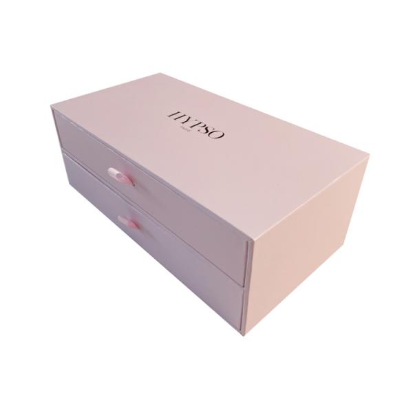 Luxury Pink Custom Logo Slide Drawer Women Necklace Ring Jewelry Box Set Packaging With Foam Insert