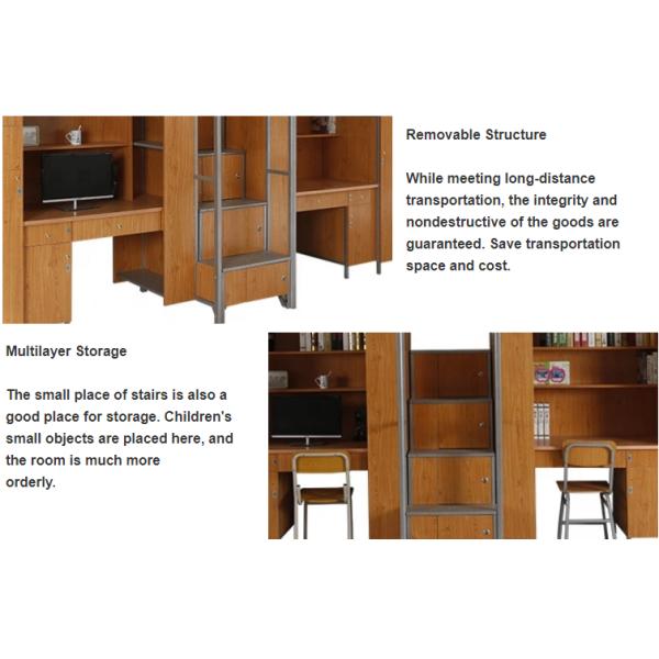 KD structure Double Layer Metal Bunk Bed Frame With Desk