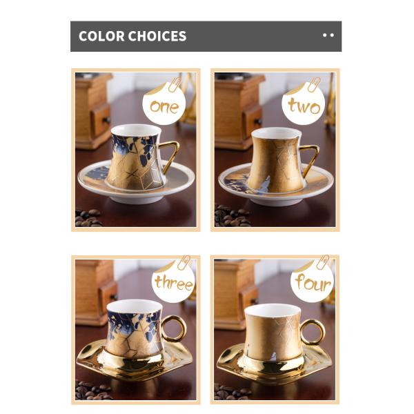 Custom Luxury Fashion Coffee Cups Electroplating Gold Tea Cups and Saucer