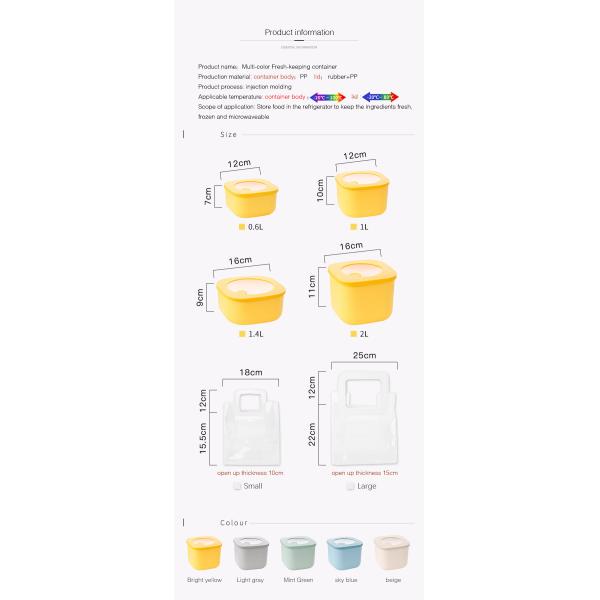1L 2L 3L Microwave Plastic Food Container Plastic Kitchen Organizer