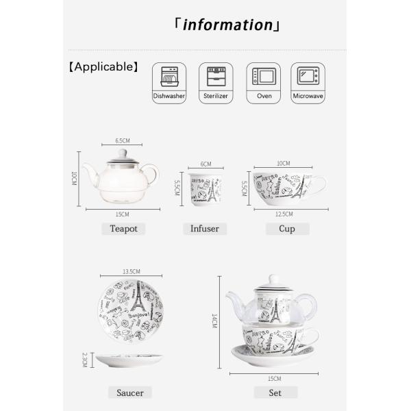 Sustainable Ceramic Tea Set Porcelain Teapot And Cup With Infuser Strainer