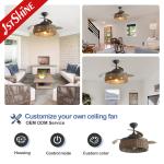Smart Control Rustic Design Rattan Ceiling Fan with Retractable Blades and Light