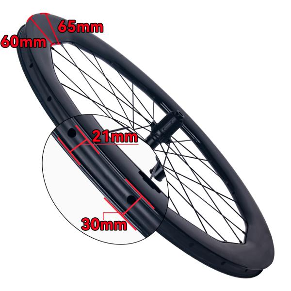 RUJIXU 700c Carbon Bicycle Wheelset 6560mm 30mm Width 24 Holes Clincher Wheels Disc Brake Road Cycling with Disc Brake System