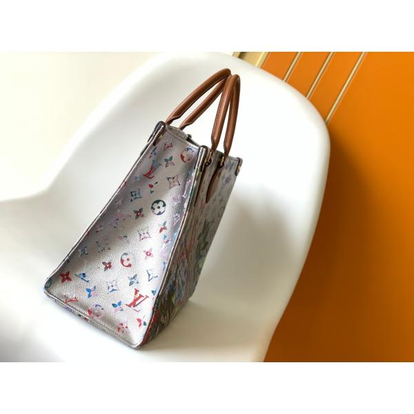 OEM floral Louis Vuitton Onthego Empreinte Silver Coated Canvas Tote Bag