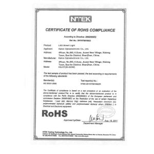 Kalon Optoelectronic Co., Ltd. Certifications