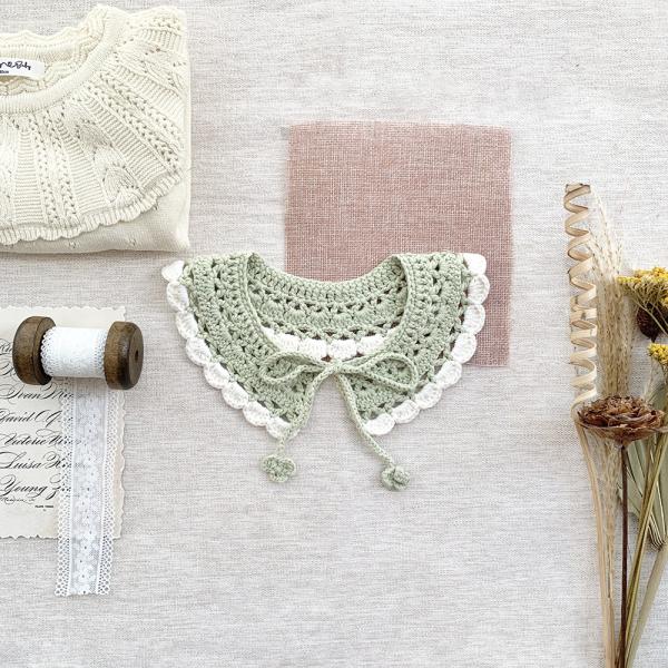 Y-F Hand Crochet Baby Girls Lotus Ruffle Lace Doll Neck Fake Collar for Girls