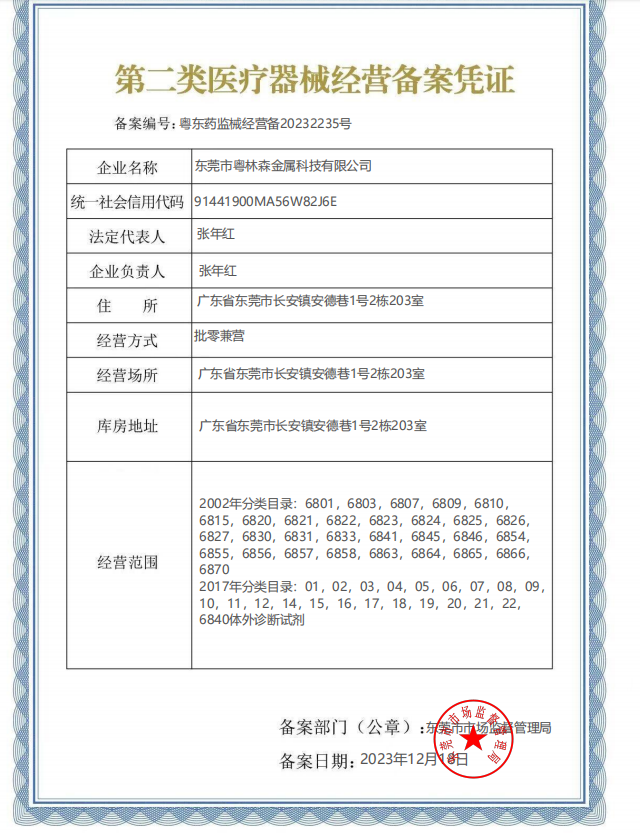 Dongguan Yuelinsen Metal Technology Co., Ltd. Certifications