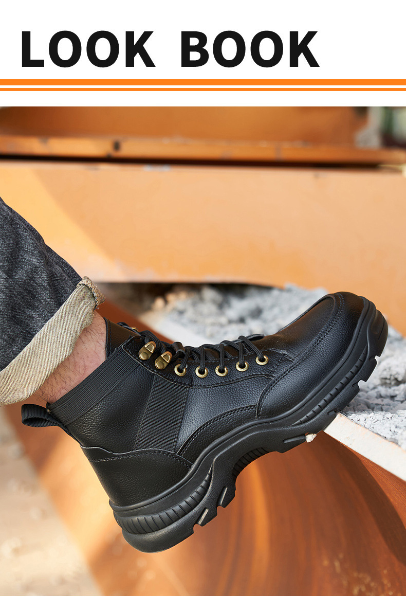 Men's Safety Boots With Kevlar Microfiber Leather Security Work Boots Rubber Non-Slip Safety Shoes Steel Toe Work Shoes