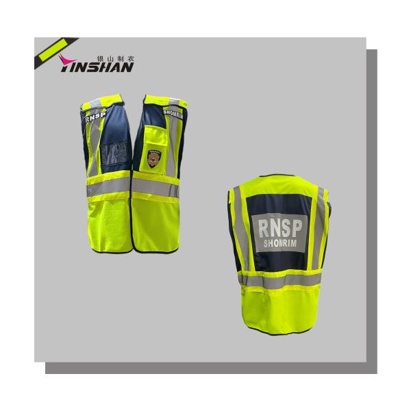 Fluorescent Yellow Customized Logo High Visibility Reflective Vest for Security Guards