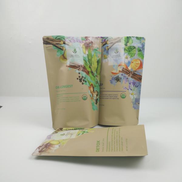 Gravure Printing MOPP Tea Packaging Bag Eco Friendly With Zipper