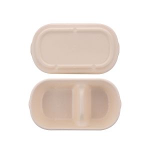 China Disposable White Sugarcane Bagasse Food Trays 2 Compartment on sale