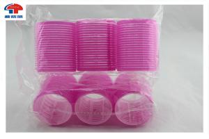 Quality Pink Extra Large Hook And Loop Hair Rollers Round Magic Tape Hair Care for sale