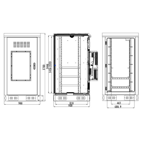 Integrated Outdoor Battery Cabinets 19 Inch Rack Telecom Cabinet With Power Distribution